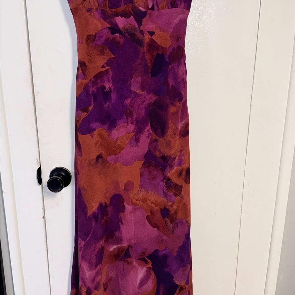 Purple and Pink Strapless Sheath Cocktail Dress